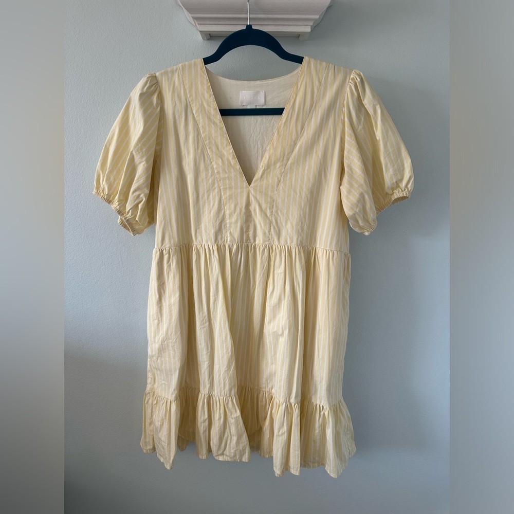 Yellow and White Striped Dress
